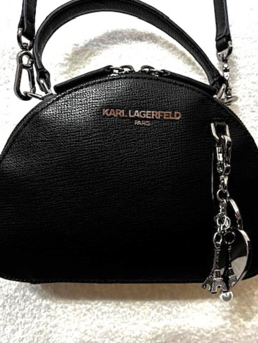 Karl Lagerfeld Paris Dome 'Love Paris' black crossbody satchel NWOT